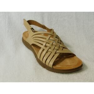 W644 Easy Spirit Natural Mar Leather Slingback Sandals Size 6.5M